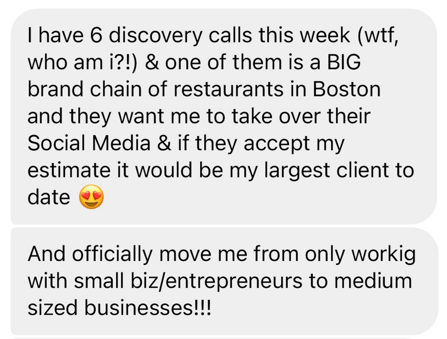 Customer testimonial screenshot