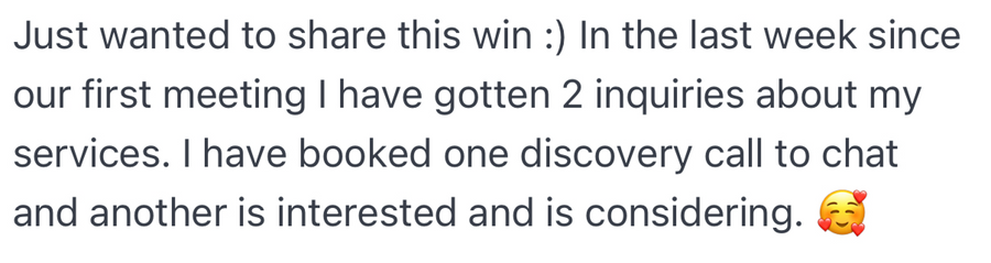 Customer testimonial screenshot