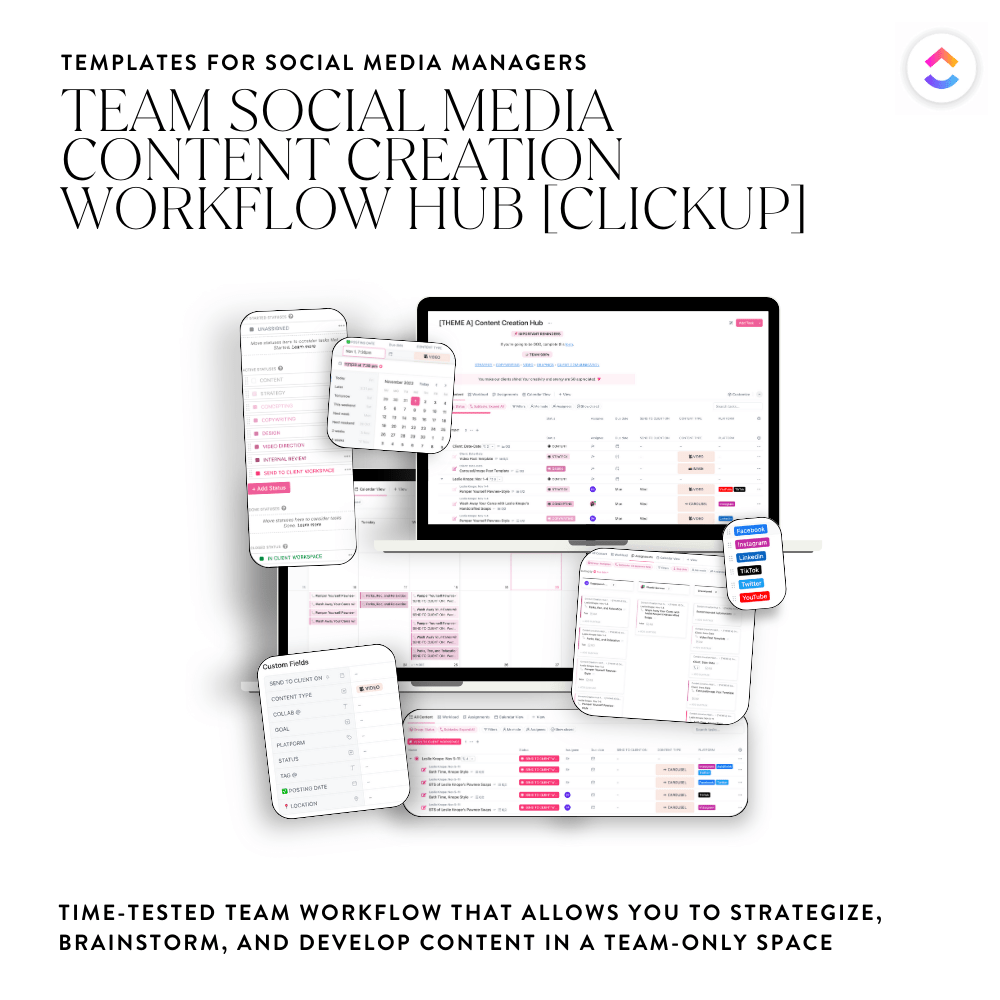 ClickUp for Teams: Social Media Content Creation Workflow Hub - Sugarpunch Marketing