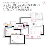 ClickUp: Social Media Management Systems & Automations Template Bundle Pack (2 Templates) - Sugarpunch Marketing
