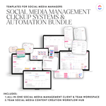 ClickUp: Social Media Management Systems & Automations Template Bundle Pack (2 Templates) - Sugarpunch Marketing