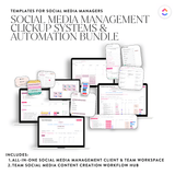 ClickUp: Social Media Management Systems & Automations Template Bundle Pack (2 Templates) - Sugarpunch Marketing