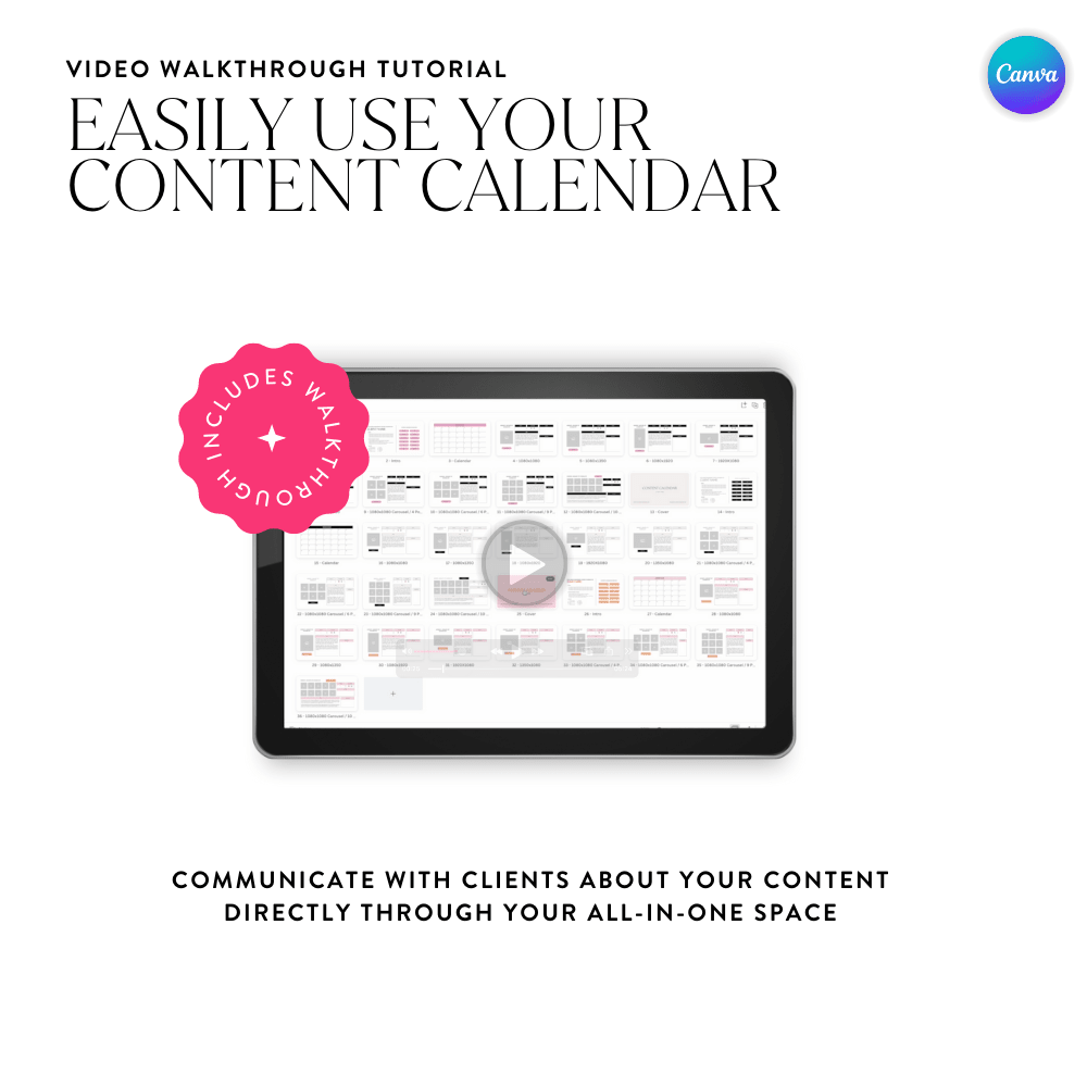 Client Content Review & Approval Calendar Canva Template - Sugarpunch Marketing