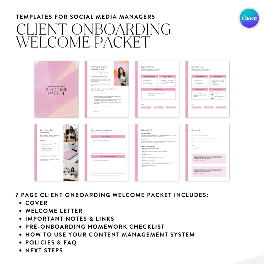 Client Onboarding Welcome Packet Canva Template - Sugarpunch Marketing