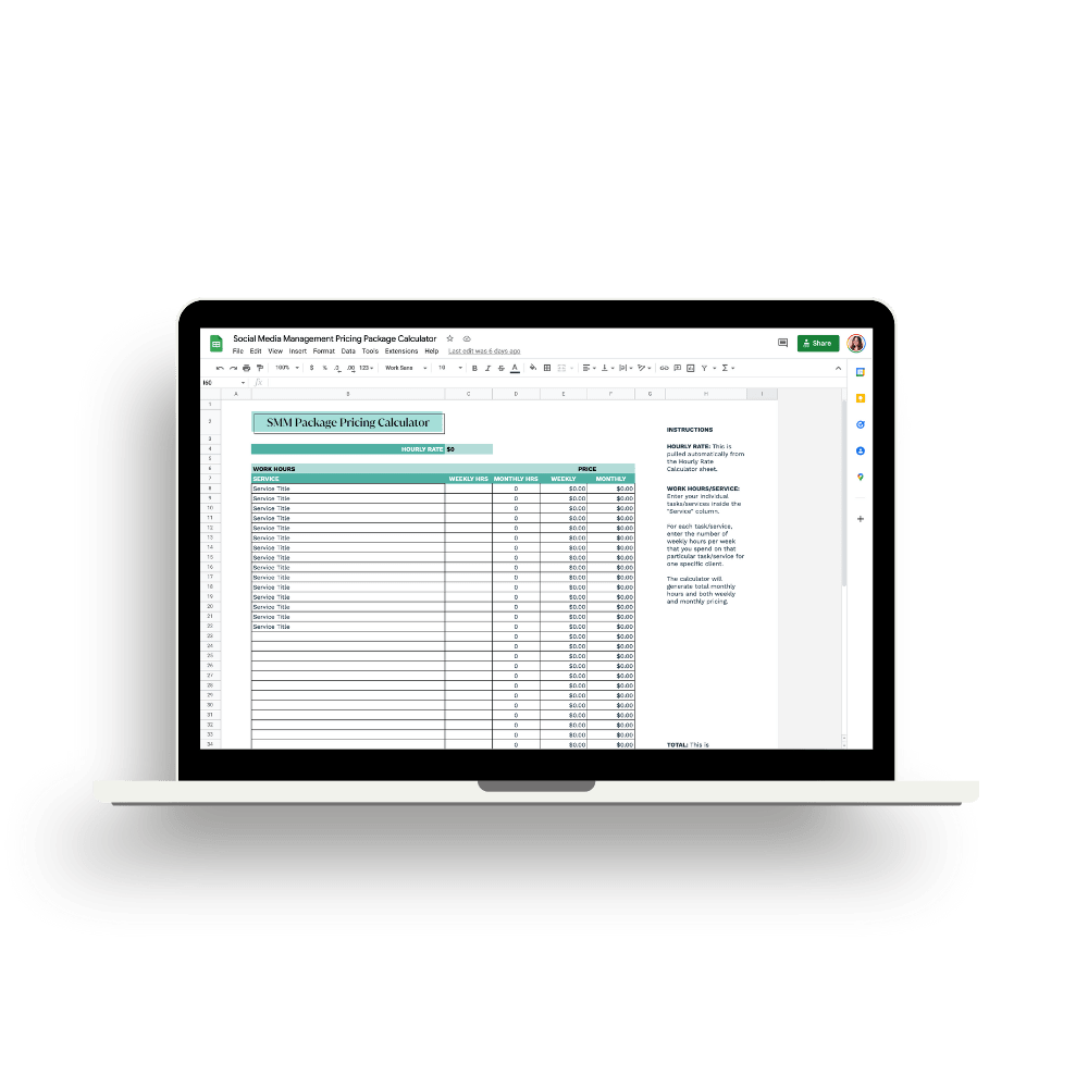 Social Media Management Profitable Pricing Calculator - Sugarpunch Marketing